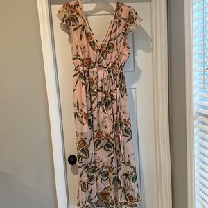 Floral formal pink dress